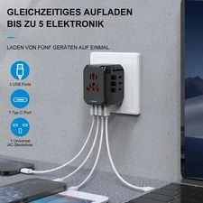 International Travel Adapter USB Charger with 3 USB and Type C , All-in-one Wall
