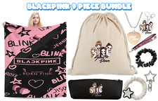 BLACKPINK 9 Piece Gift Bundle Throw Blanket Necklace Bag Jennie Lisa Rose NEW