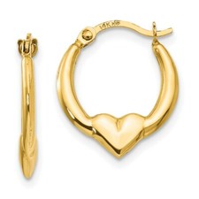 Madi K Kid's Earrings 14k Yellow Gold Heart Hoop, 16 mm, Nickel Free