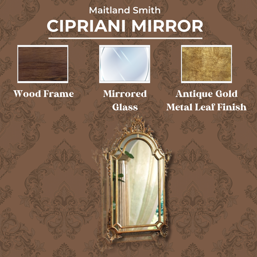 Maitland Smith Cipriani Mirror - Baroque Style, Antique Gold Metal Leaf Finish - Picture 2 of 7