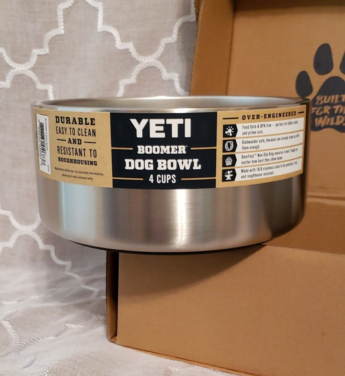 Yeti Boomer 4 - SILVER - 4 Cup Dog Bowl - Stainless Steel - 