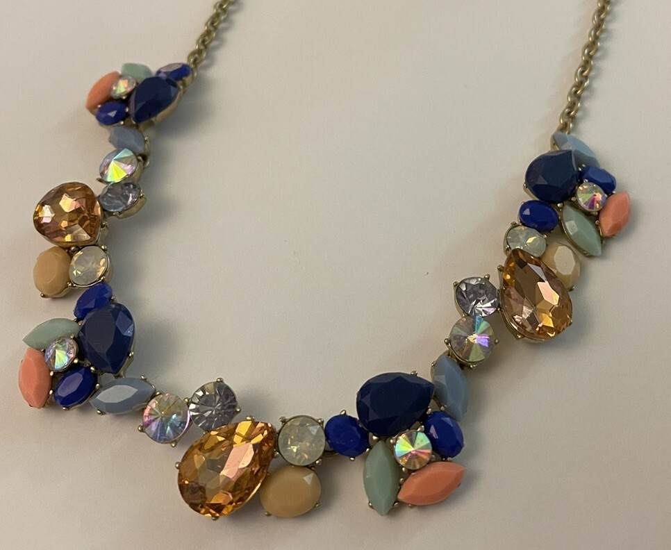 J CREW MULTICOLOR STATEMENT RHINESTONE NECKLACE - image 3