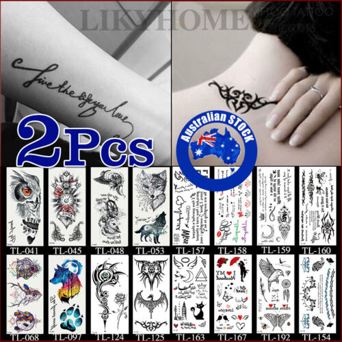 2Pcs Temporary Tattoo Sticker 3D Waterproof Leg Clavicle Fake Tattoos Body Art F - Picture 1 of 25