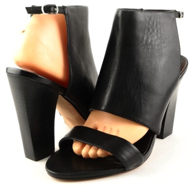 Steven Madden Citty Schwarz Bündchen Designer Offene Zehen Sandalen Absatz 9.5