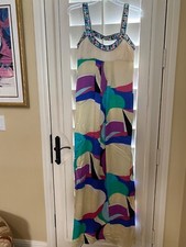 Sue Wong Silk Geometric Dress Hand Beaded Evening Gown Sz 6 fits 4 New C3 
