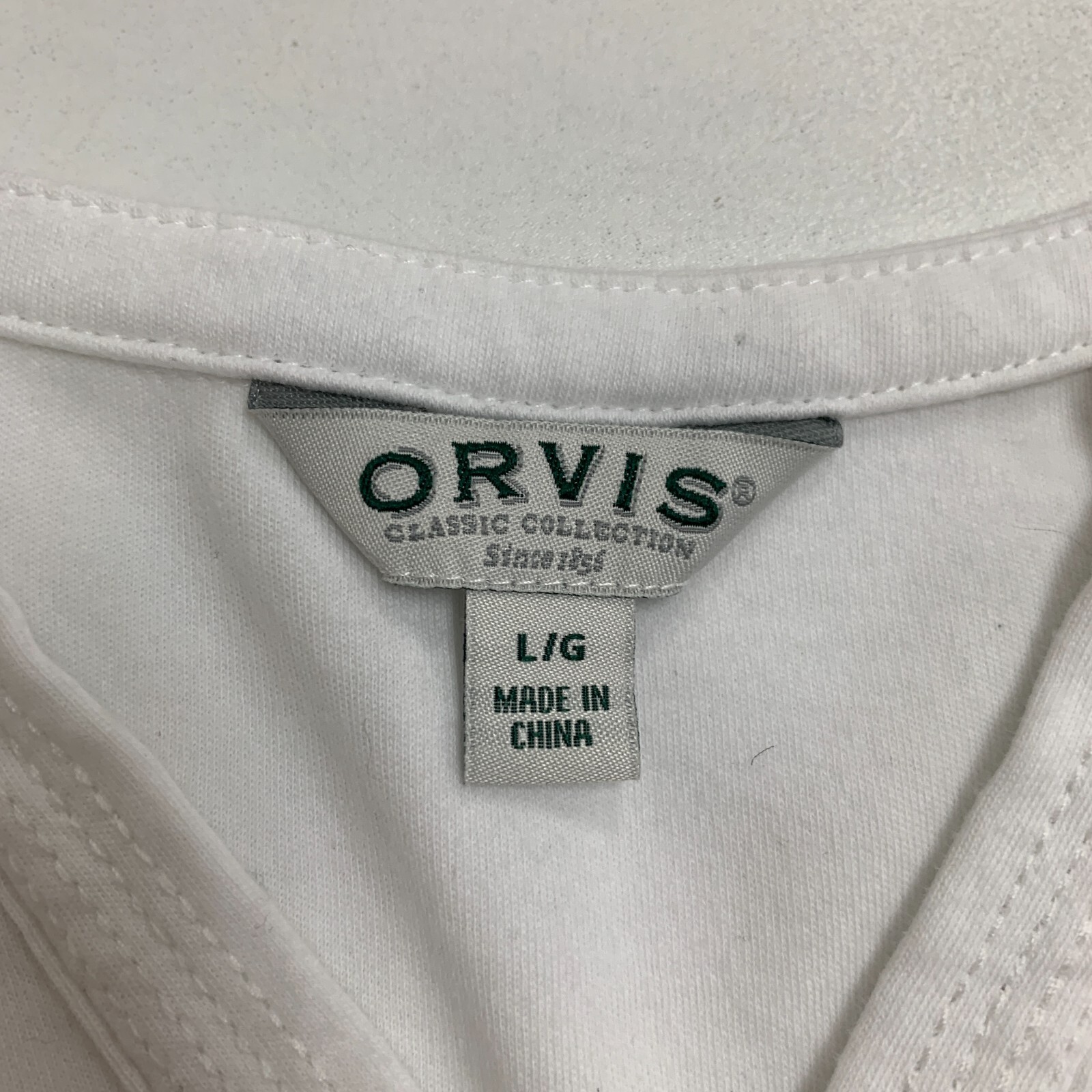 Orvis Split Neck Top Womens L Large Solid White P… - image 9