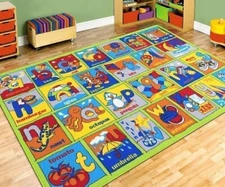 Educational rugs fr classroom baby mat 8x10 ABC rug for kids play mat non-slip