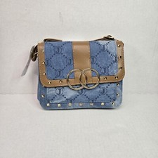 NWT Justice Girls Blue Denim Tan Faux Leather Accent Cross Body Purse