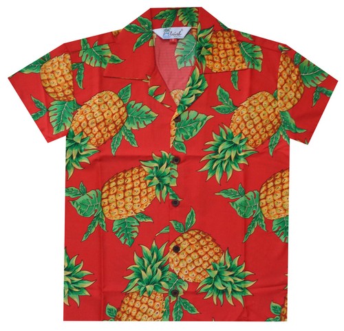 Hawaii Shirts Jungen Ananasblatt Strand Aloha Freizeit Urlaub - Bild 2 von 18