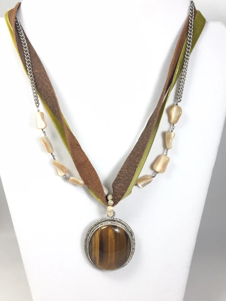 Kenneth Cole Tigers Eye Cabochon Pendant Multi Strand Necklace - Image 3 of 4