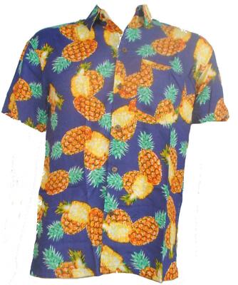 Fair Trade Pineapple Tropical Fruit Shirt with Coconut Buttons S M L XL XXL Size