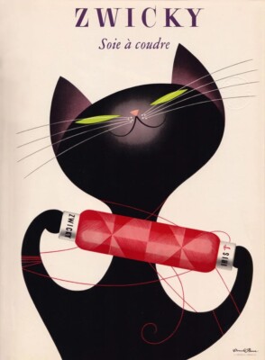 Zwicky Black Cat, Vintage Sophie, Wall Art Print Poster 14'' x 11''  1998