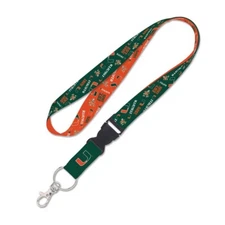 MIAMI HURRICANES SCATTERPRINT LANYARD DETACHABLE BUCKLE NEW WINCRAFT