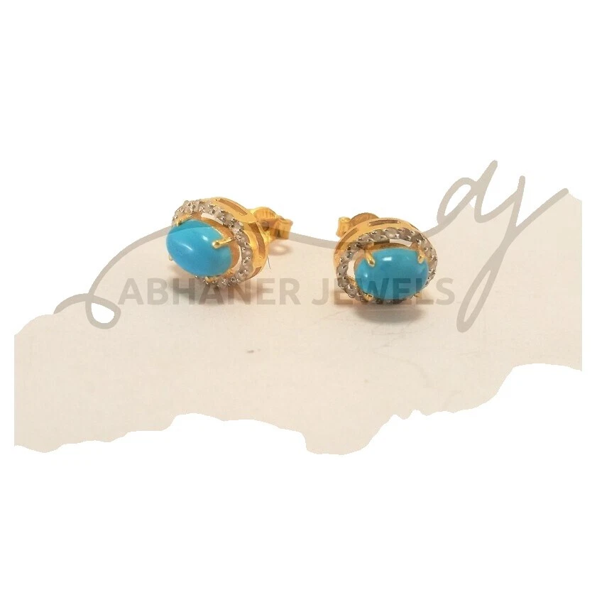 Pendientes de plata de ley Turquesa para hombres