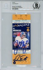 John Elway & Dan Fouts Autographed 10/12/1986 Ticket Stub Beckett Slab 38623