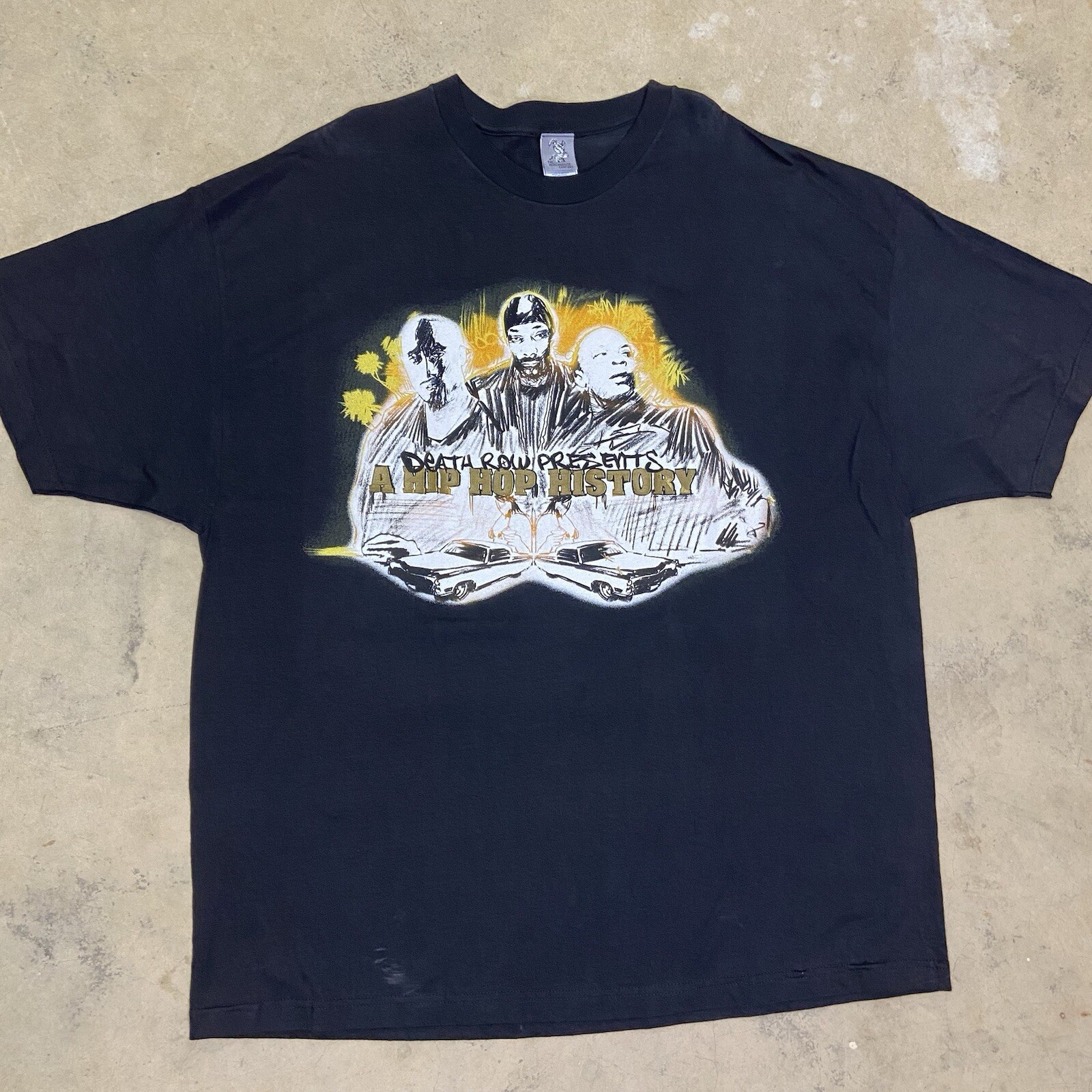 FILA Maglietta Vintage 2005 Death Row A Hip Hop History Tupac Snoop Dogg Rap Taglia 3XL