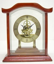 Skeleton Style Mantle / Shelf Clock with Quartz Movement and Wooden Frame NIB