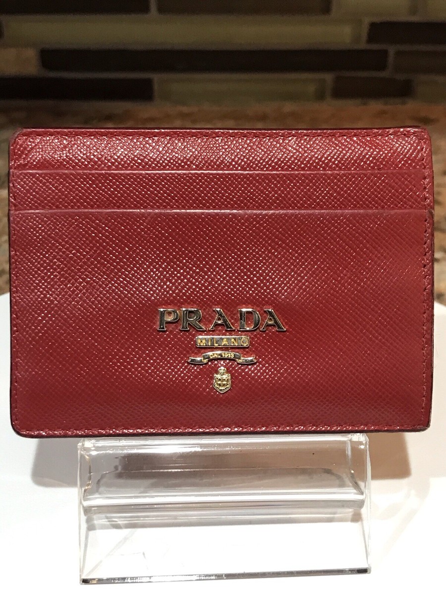 カードケース・名刺入れ PRADA Prada Burgundy Leather Card Holder Burgundy Saffiano Leather card holder | PRADA