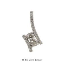 My Love My Best Friend 2 Round 1.00cttw Diamond Pendant in 14K White Gold