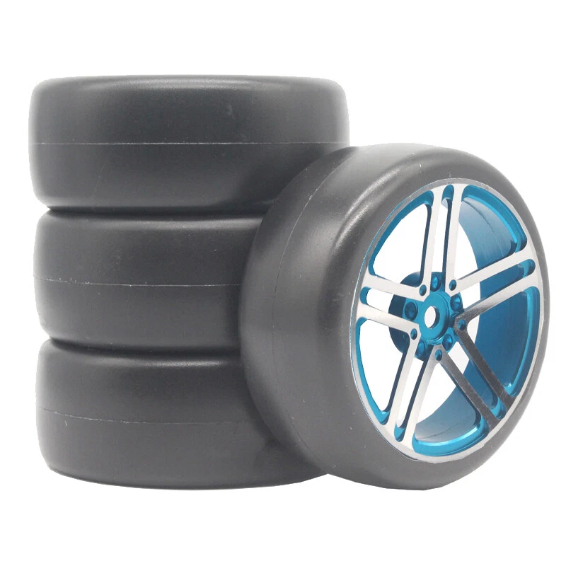 65mm Rubber Tire Metal Wheel Rim 12mm Hex for Wltoys 144001 HSP Kyosho Tamiya D4 - Image 2 of 4