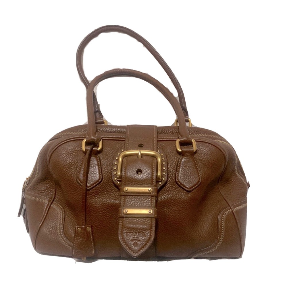 PRADA Purse Brown Leather