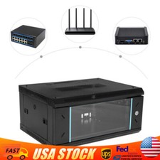 Modern 4U Wall Mount Network Server Cabinet Enclosure Rack Black With Lock Door