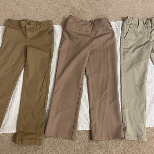Girls' Lot of 4 Khaki Uniform Pants: Youth: Size: 6 Adjustable Waist (Pre-Owned) - Picture 7 of 9