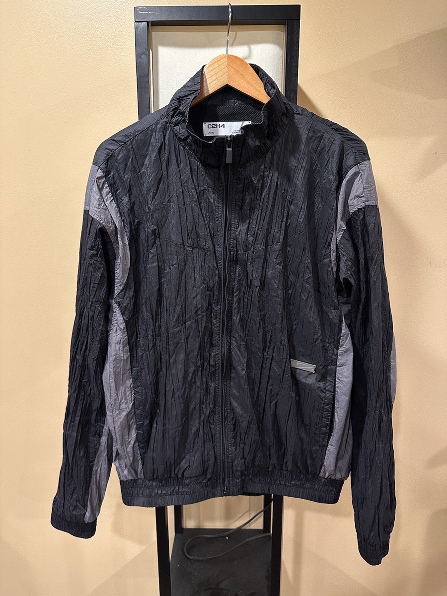 C2H4 Wrinkled Nylon Arch Paneled Track Grey/Black Jacket