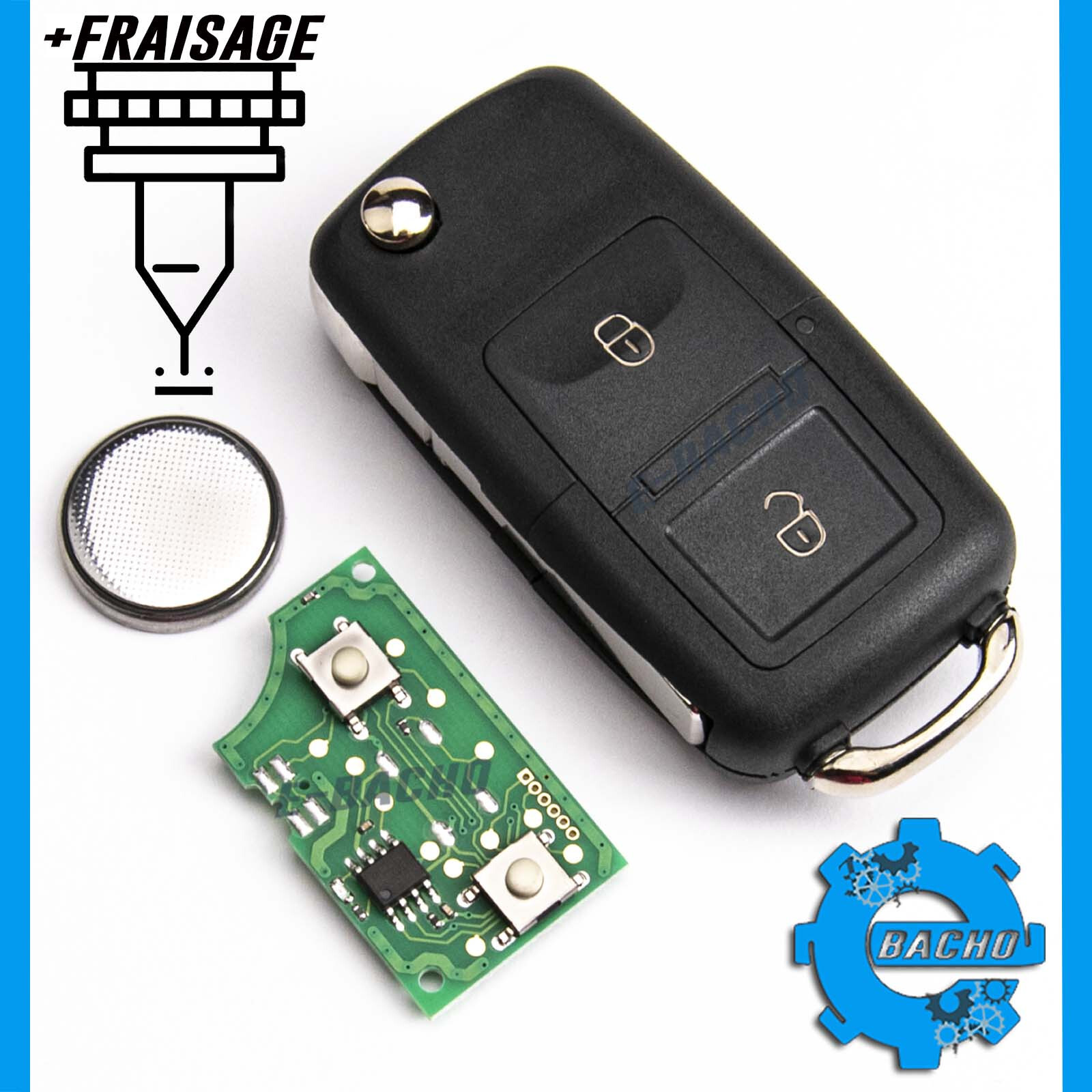 Clé télécommande pour VW Golf 4 et Skoda Fabia 433Mhz 1J0959753N avec service de fraisage inclus