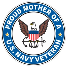 U.S. Navy Veteran Proud Mother Bumper Sticker Military Vinyl Soldier Decal 5"