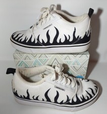 HEELY  S White with Black Flames  Size Youth 5