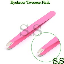 Professional Hair Remover Eyebrow Tweezer Pink Color Slanted Tip Plucker Tools