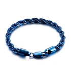 6mm 8.26'' Blue Rope Link Twisted chain Bracelet Stainless steel Jewelry Mens