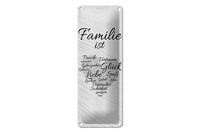Blechschild Spruch 27X10 Cm Familie Ist Freude Vertrauen GlüCk Spaß Deko Schild