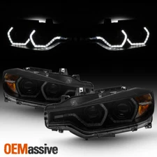 Fits 2012-2015 BMW F30 3-Series Sedan Black Smoked LED DRL Projector Headlights