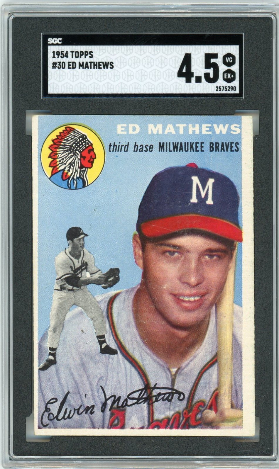 1954 Topps #30 Ed Mathews Milwaukee Braves HOF SGC 4.5