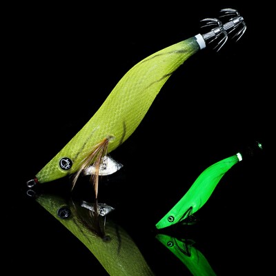 RUI SQUID JIG GLOW BANANA SIZE 3.5 EGI FISHING LURE