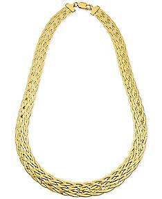 Authentic Braided Chain 18" Statement Necklace in 18k Gold-Plated Sterling Silver, Created