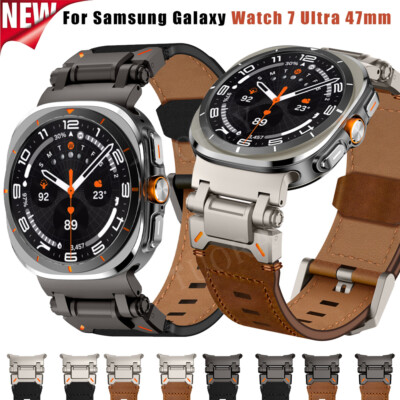 Leather Strap For Samsung Galaxy Watch Ultra 47MM Smartwatch Band Bracelet Belt