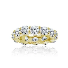 5mm Round-Cut Cubic Zirconia Gold Plated 925 Silver Eternity Band Ring, Size 7