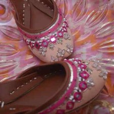 Fancy Embroidery Jutti Khussa Shoes for women Moonlight Nude 