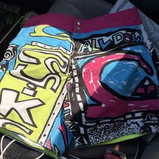 Quicksilver Vintage 80's Original All Down the Line size 32 Neon Boardshorts