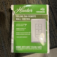 Hunter 99393 Ceiling Fan Remote Control Wall Kit With Receiver White Open Box 