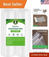Versatile 8" x 20' Vacuum Seal Rolls - Compatible with All Sealers, 2 Pack