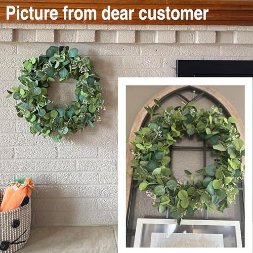 Eucalyptus Wreaths for Front Door 22", Handmade Leaves Wreath for 22 inch Green
