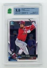 SHOHEI OHTANI  2018 BOWMAN CHROME - ROOKIE CARD BATTING  #1  ANGELS  GRADED 8.0