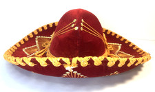 Vtg Mexican Sombrero Pigalle XXXXXXX Mariachi Hat Red Orange Gold 16" Authentic