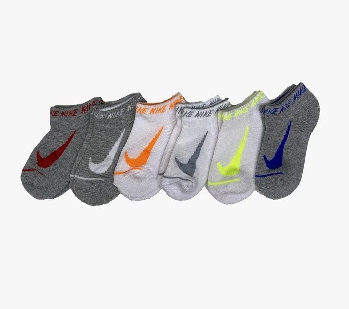 NIKE Niñas Calcetines No Show Acolchados Escuela Todos los Días Niños Paquete de 6 Zapatos Talla 10C-3Y Foto 3 de 4