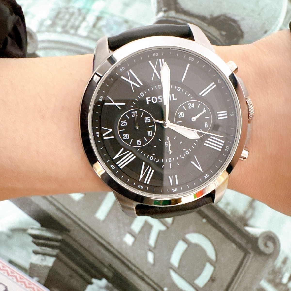 Fossil FS4812IE Grant Black Dial Black Leather Men's Watch | eBay