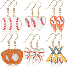 6 Pairs Sports Earrings for Women Game Earrings Jewelry Football Volleyball Soft